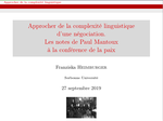 Approcher de la complexité linguistique d'une négociation. Les notes de Paul Mantoux à la conférence de la paix